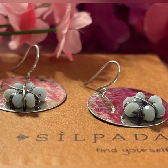 Silpada Quartzite Flower Blossom Sterling Silver Earrings W2138 - Picture 9 of 14